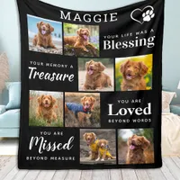 Dog Memorial Gift - Personalized Pet Loss 8 Photo  Fleece Blanket