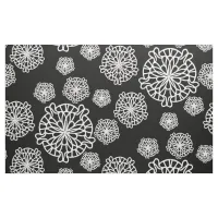 Elegant Stylish Black & White Mandala Flowers Fabric