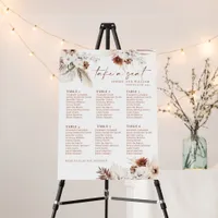 Boho Pampas Floral 6 Tables Seating Chart Sign 