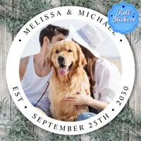 Modern Personalized Photo Wedding Classic Round Sticker