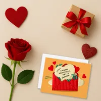 Romantic Red Envelope Valentine Heart Holiday Postcard
