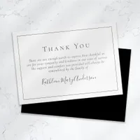 Minimalist Modern | Black White Funeral Sympathy Thank You Card