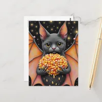 Bat With Halloween Candy Postcard