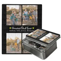 Custom 4 Photo Greatest Dad Ever Fathers Acrylic Jigsaw Puzzle