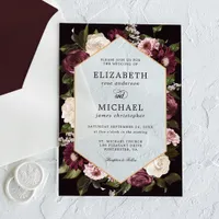 Romantic Dark Moody Floral Wedding Acrylic Invitations