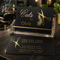 Professional Gold Foil Hairstylist Marketing Business Cards