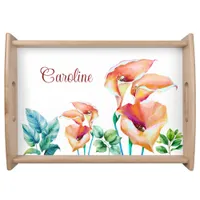 Sublime Watercolor Arum Calla Lilies Serving Tray