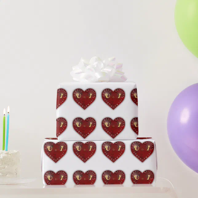 You and I - alphabet game on a red heart Wrapping Paper