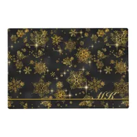 Prettiest Snowflakes Pattern Gold/Black ID846 Placemat