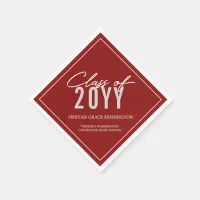 Elegant Rustic Red Typography Any Year Graduation Napkins