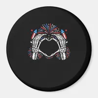 Skeleton Hand Heart USA Patriotic American Bold  Magnet