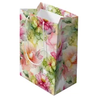 Floral Alcohol Ink Style Pattern Wine Small and Medium Gift Bag