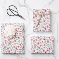 Abstract Floral Watercolor Teal Pink Peach Wrapping Paper Sheets