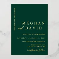 Elegant Emerald Green Gold Wedding  Foil Invitatio Foil Invitation