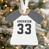 Personalized Gray Baseball Jersey Ornament