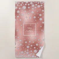 Company logo rose gold diamonds luxurious sparkle beach towel