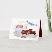 Vintage Car Happy Birthday Typography For Him Card