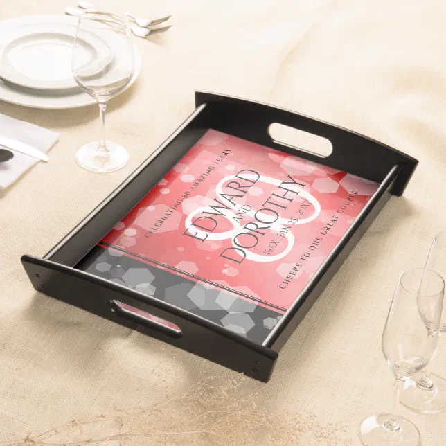 Elegant 80th Ruby Wedding Anniversary Celebration Serving Tray