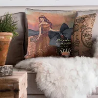 Elegant Vintage Copper Rose Quinceañera Keepsake Throw Pillow