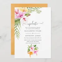 Watercolor Tropical Floral Beach Wedding Update Invitation
