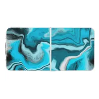 Blue, Black and White Marble Fluid Art Beer Pong Table