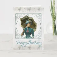 Vintage Victorian Woman Happy Birthday Card