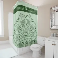 Custom 2 Tone Green Mandala Shower Curtain