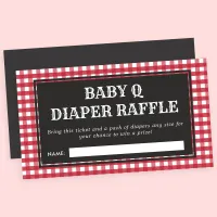 Baby Q Red Plaid Baby Shower Diaper Raffle Enclosure Card