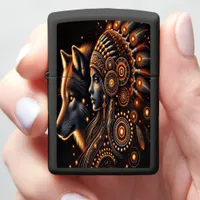 Native Headdress and Glowing Wolf b Zippo Lighter