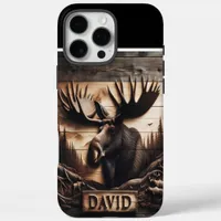 Carved Moose In Forest iPhone 16 Pro Max Case