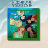 Aqua blue green Women's Day Button