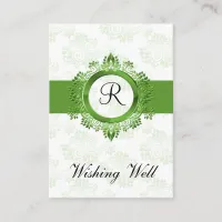 green monogram wishing well cards