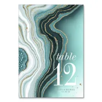 Crystal Agate Wedding Table Number Teal ID825