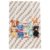 Crocheted Stuffed Animals Blue and Yellow Medium Gift Bag