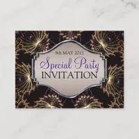 Vintage Elegance Fractal Art Mini Invitations