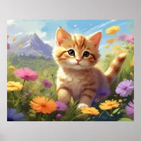 *~* Mountain Flowers Kitty 5:4  Kitten Cat AP68 Poster