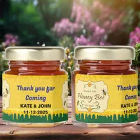 Yellow Green Honey Bee Customizable Text Label  Honey Jar Favors