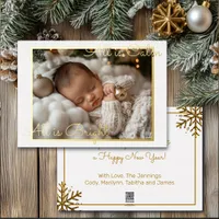 Baby Photo Christmas Gold Foil Holiday Card