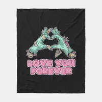 Zombie Classic - Skeleton Heart And Hands Fleece Blanket