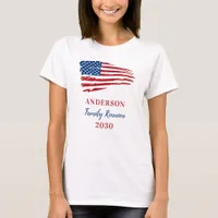 Patriotic Family Reunion Custom USA American Flag  T-Shirt