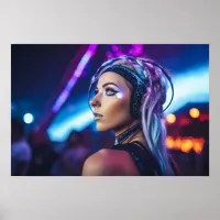 Miami EDM rave girl Poster