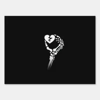 Skeleton Hand Holding Heart Simple Expression Sign