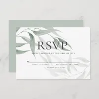 RSVP | Dusty Green Watercolor Woodland  Leaves Invitation