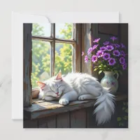 Cat Napping on the Window Sill | Blank Card