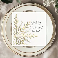 Gold Snowflakes Winter Wedding Paper Napkins