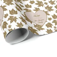 Elegant Maple Leaves Thankful Thanksgiving Heart  Wrapping Paper