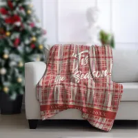 Red Gold Christmas Plaid Pattern#2 ID1009 Fleece Blanket