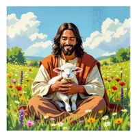 Jesus holding a Lamb | Religious Christian Acrylic Print