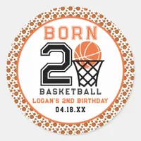 Born 2 Basketball | Sports  Boy's 2nd Birthday Classic Round Sticker