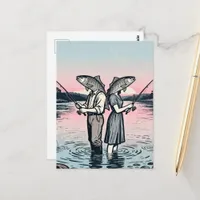 Surreal Fishing Couple Postcard